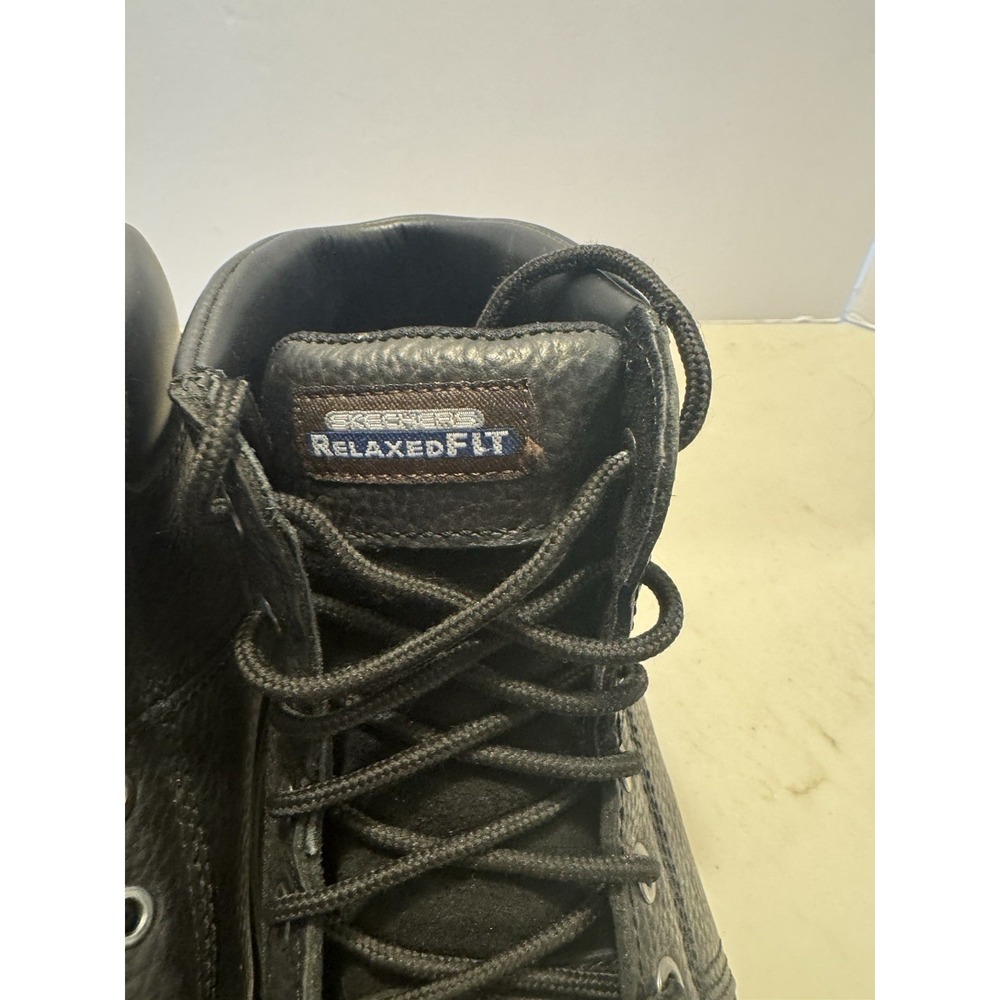 Skechers Work Relaxed Fit Slip Resistant Leather Work Boots Black Men's Size 9 - Picture 3 of 12